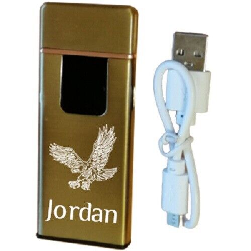 Briquet USB dore personnalise prenom dessin  se recharge sur